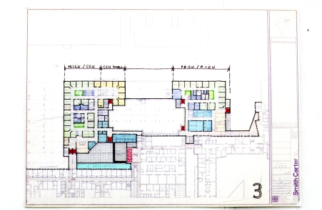 F3/P3/013 Floor plans of the new CSRP/Ann Thomas building, showing MICU/CCU and PICU on the thid floor.