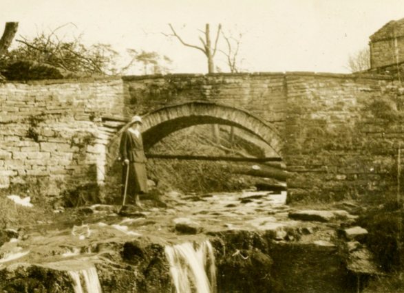 [Unidentified woman at ]Goyt's Bridge, England
