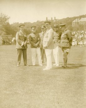 Canadian and American officers at Dominion Day sports, 1918. Buxton, England