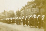 [Nursing sisters marching in funeral procession for nursing sister Ada Janet Ross, July 1918.]