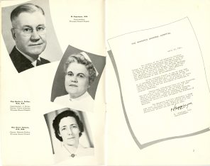 Safeguarding Motherhood Official Opening of Maternity Pavilion Booklet, 1950, pg. 6-7. HSC Archives/Museum 2009.11.17
