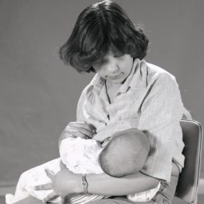 Norma Buckan breastfeeding at the milk bank, 1979. HSC Archives/Museum Negative Collection