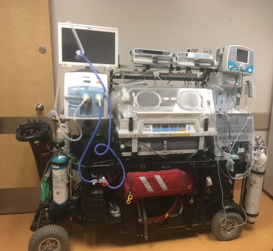 The neonatal transport incubator has gone through a series of upgrades since it was developed in 1998. Here is a picture from January 2019. HSC Archives/Museum